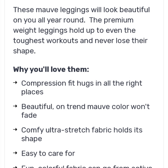 Mauve Kora Leggings Size Small - Picture 3 of 4